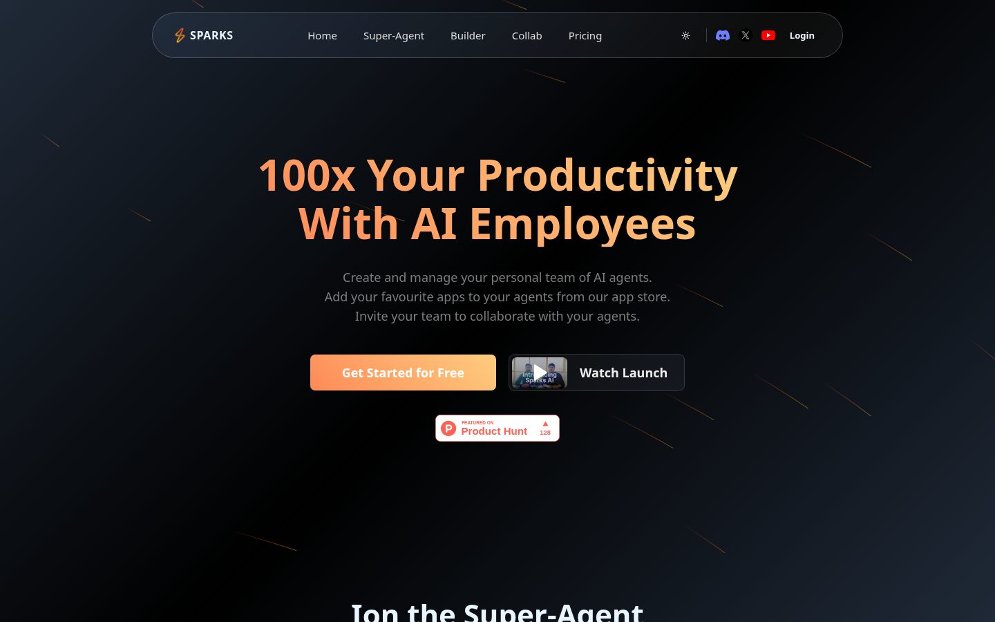 Sparks AI Homepage