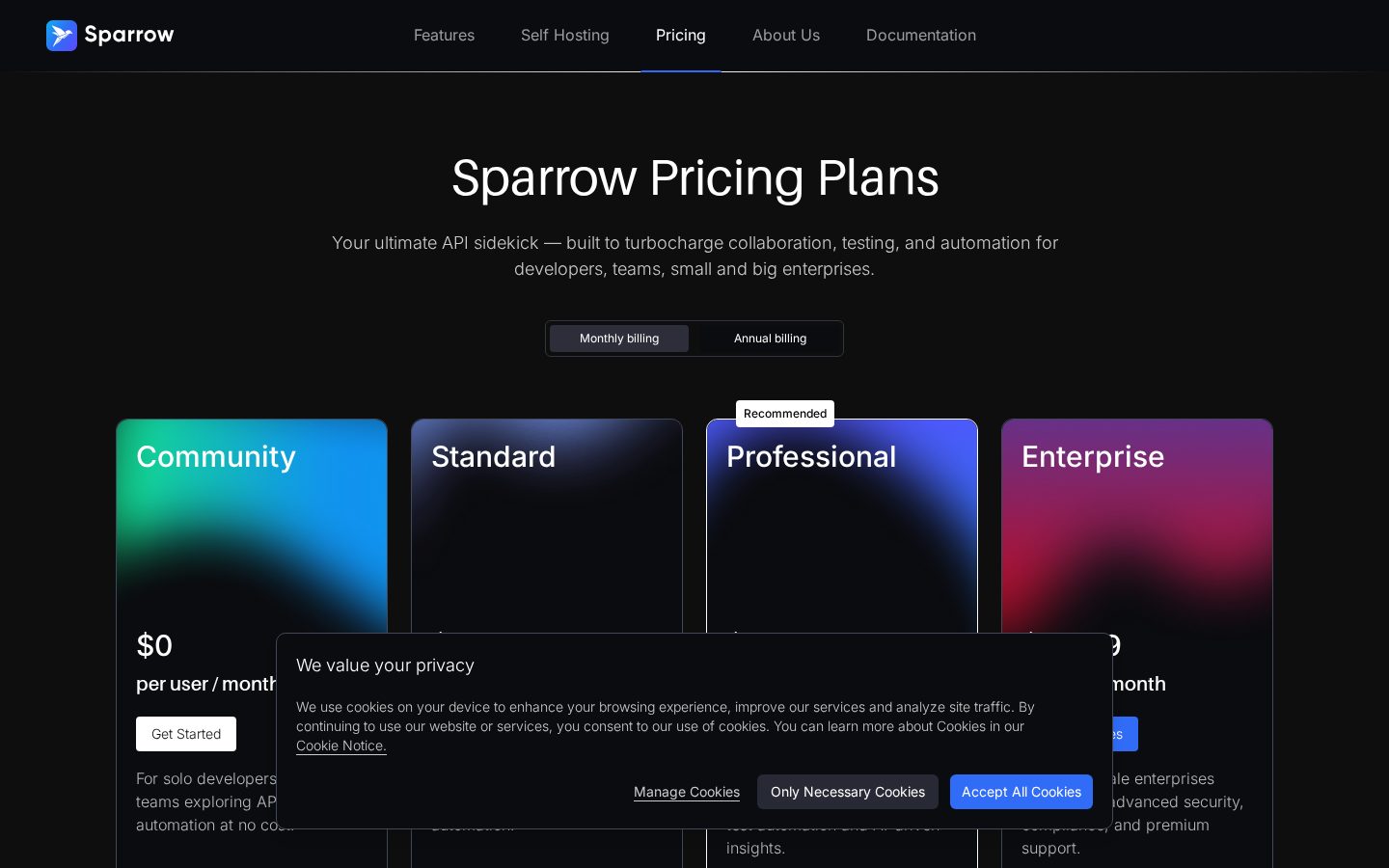 Sparrow Pricing