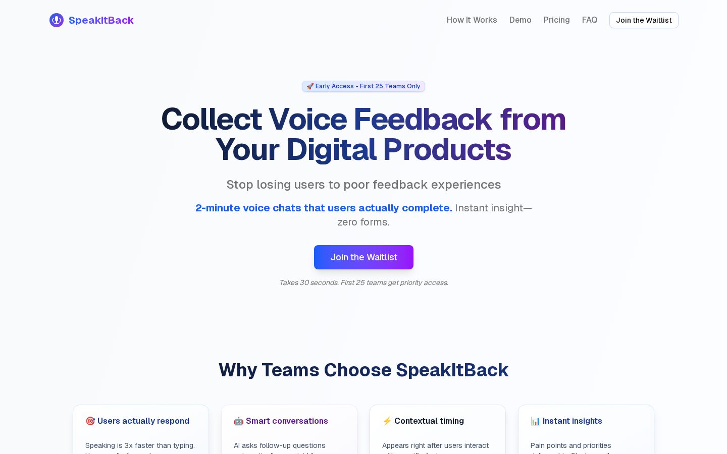 Speak It Back Homepage