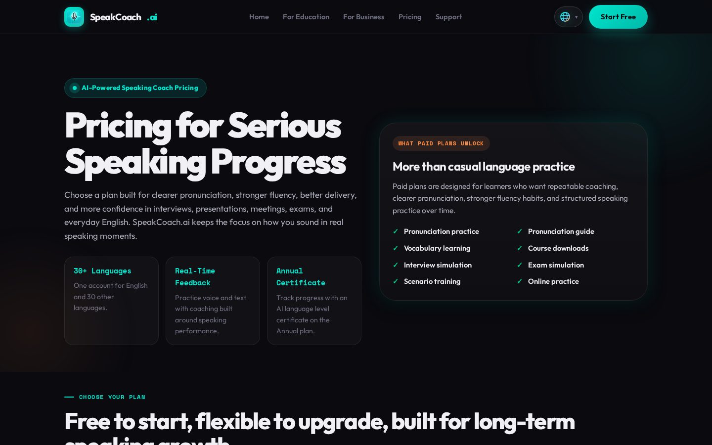 SpeakCoach AI Pricing