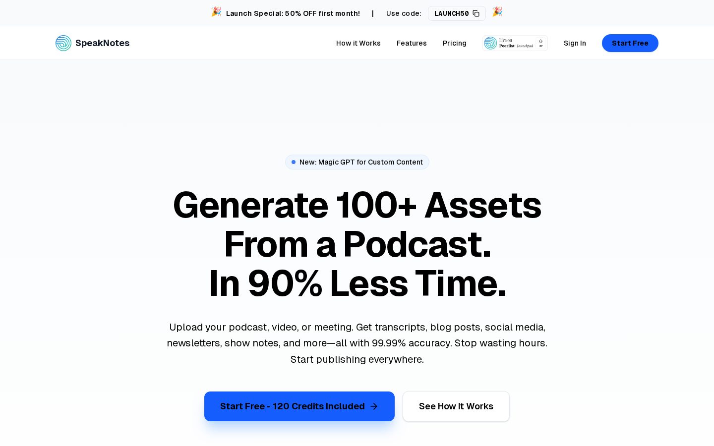SpeakNotes.xyz Homepage