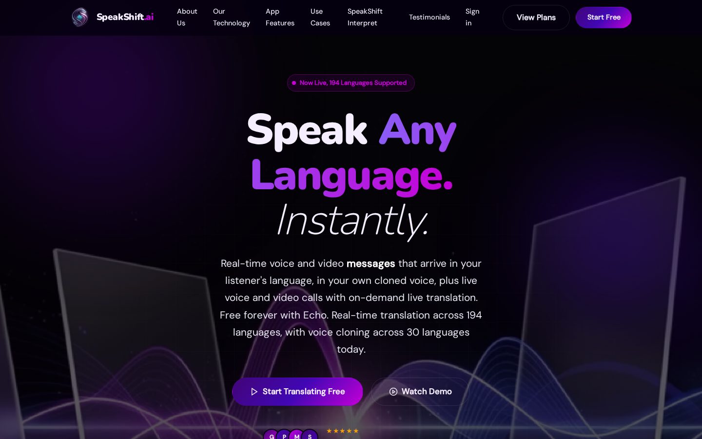 SpeakShift AI Homepage