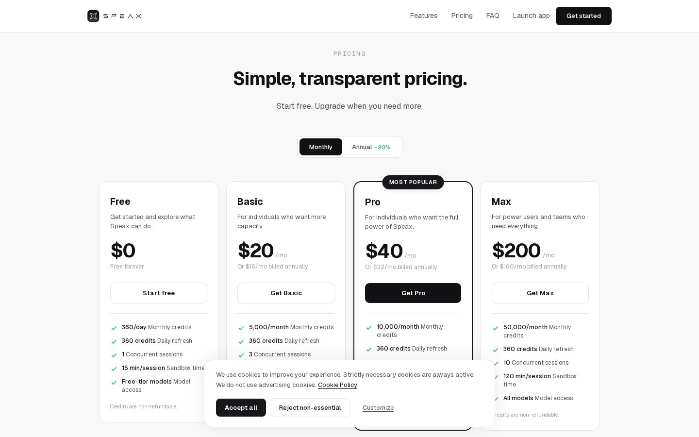 Speax Pricing