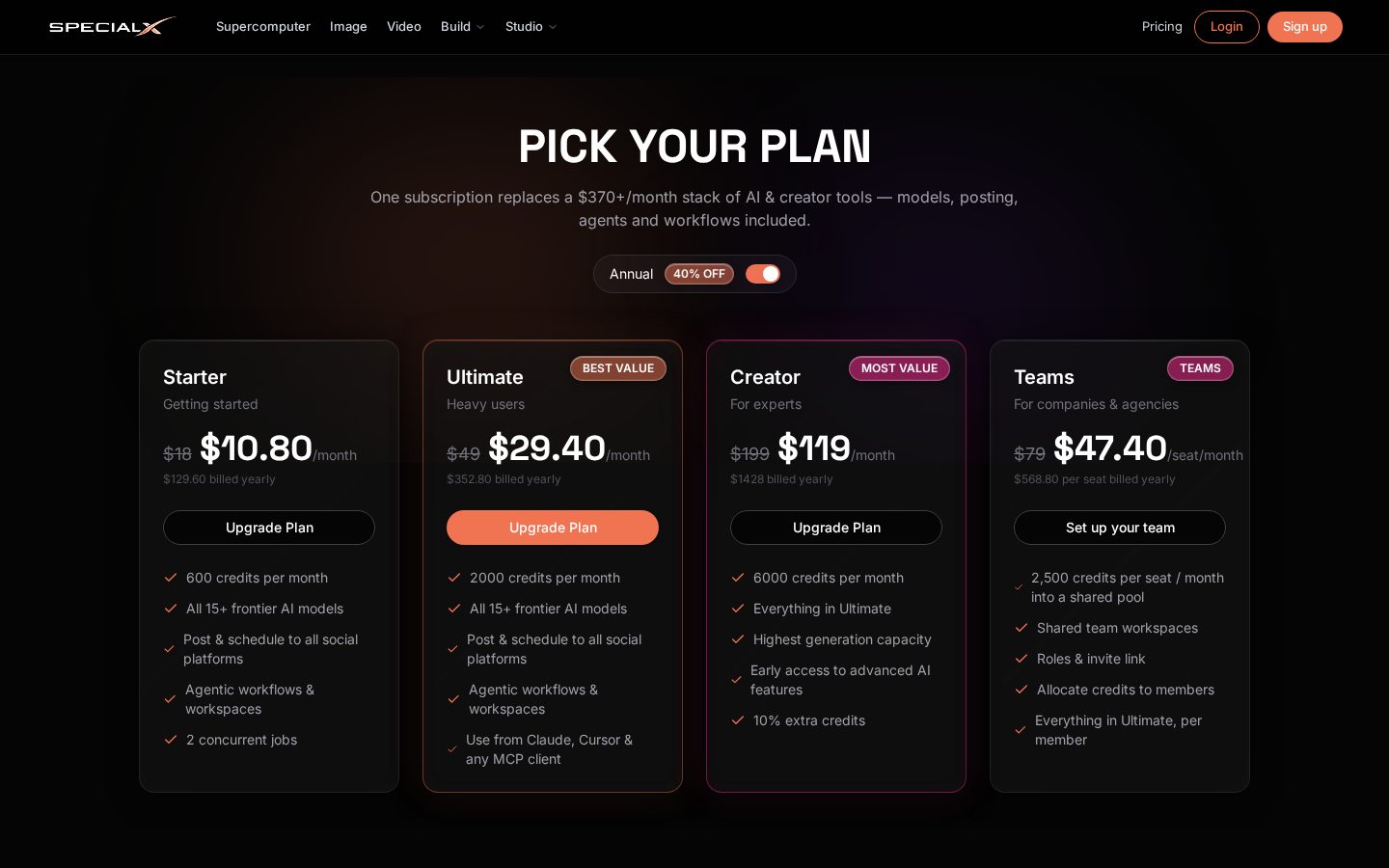 SpecialX Pricing