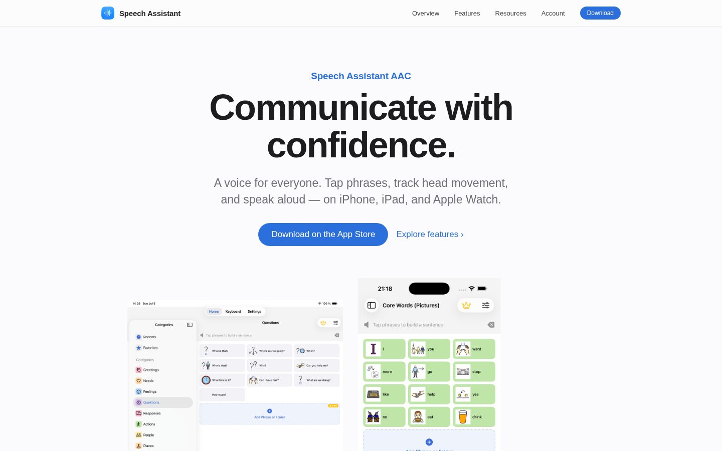 Speech Assistant Homepage