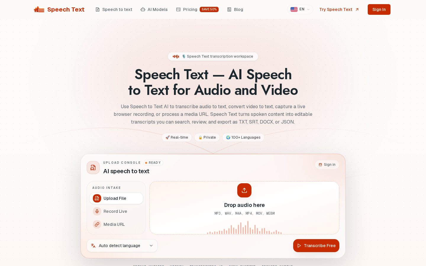 Speech Text Homepage