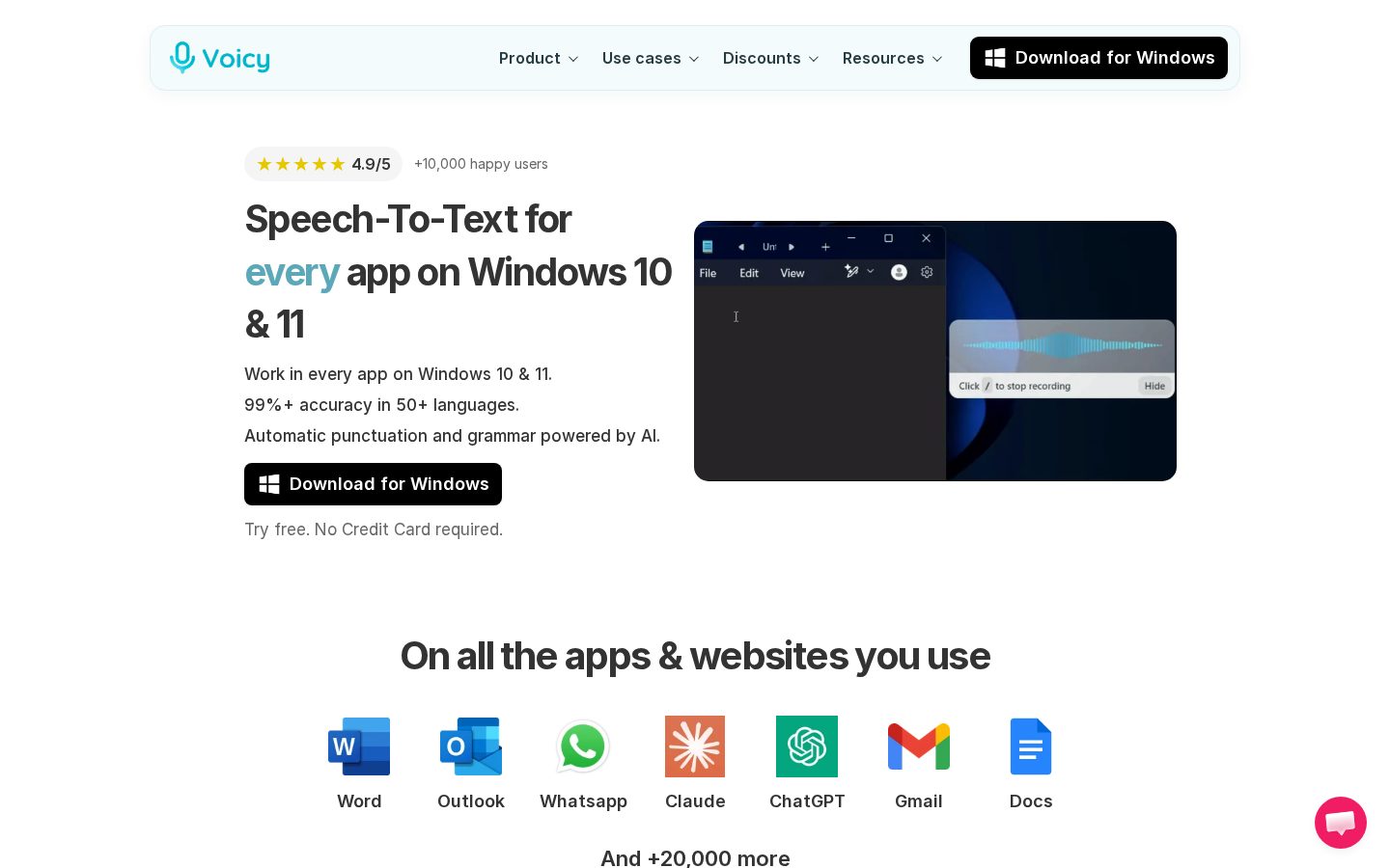 Speech-to-Text for Windows Homepage
