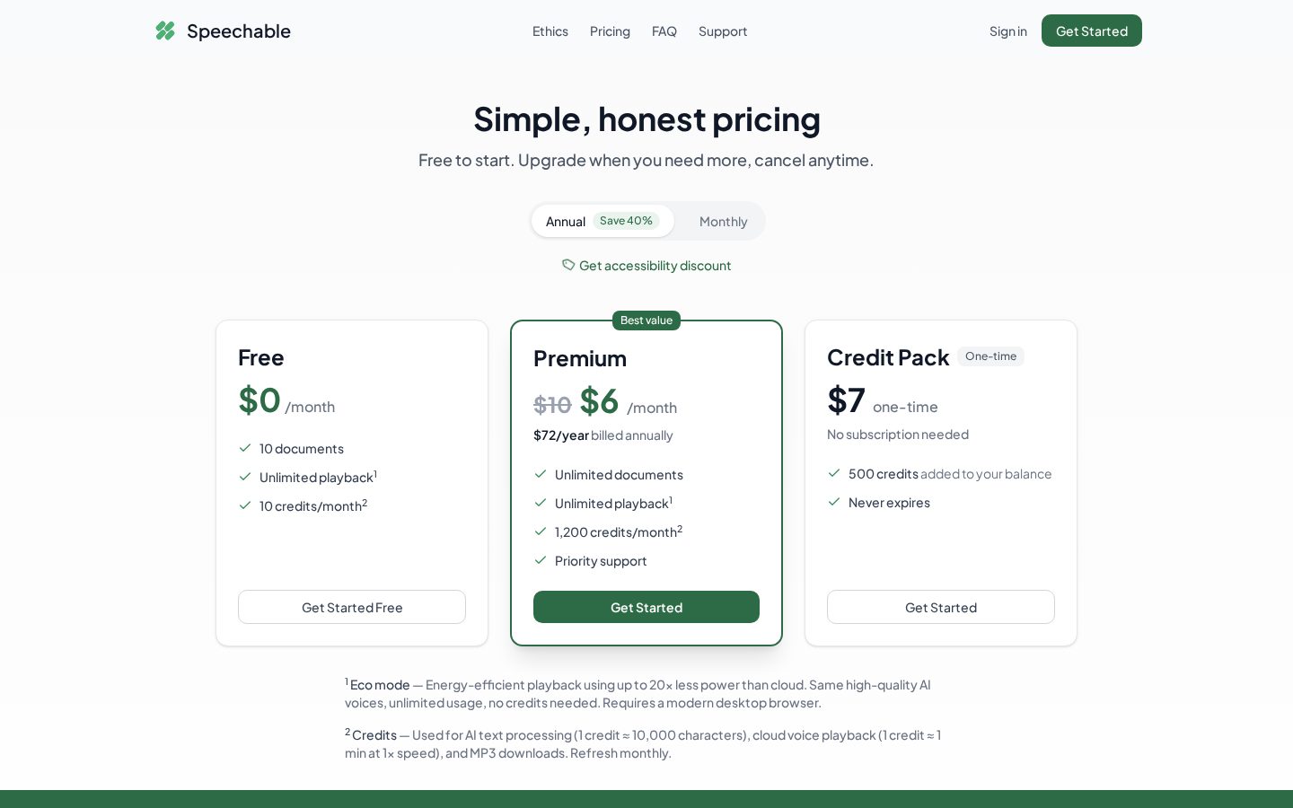 Speechable Pricing