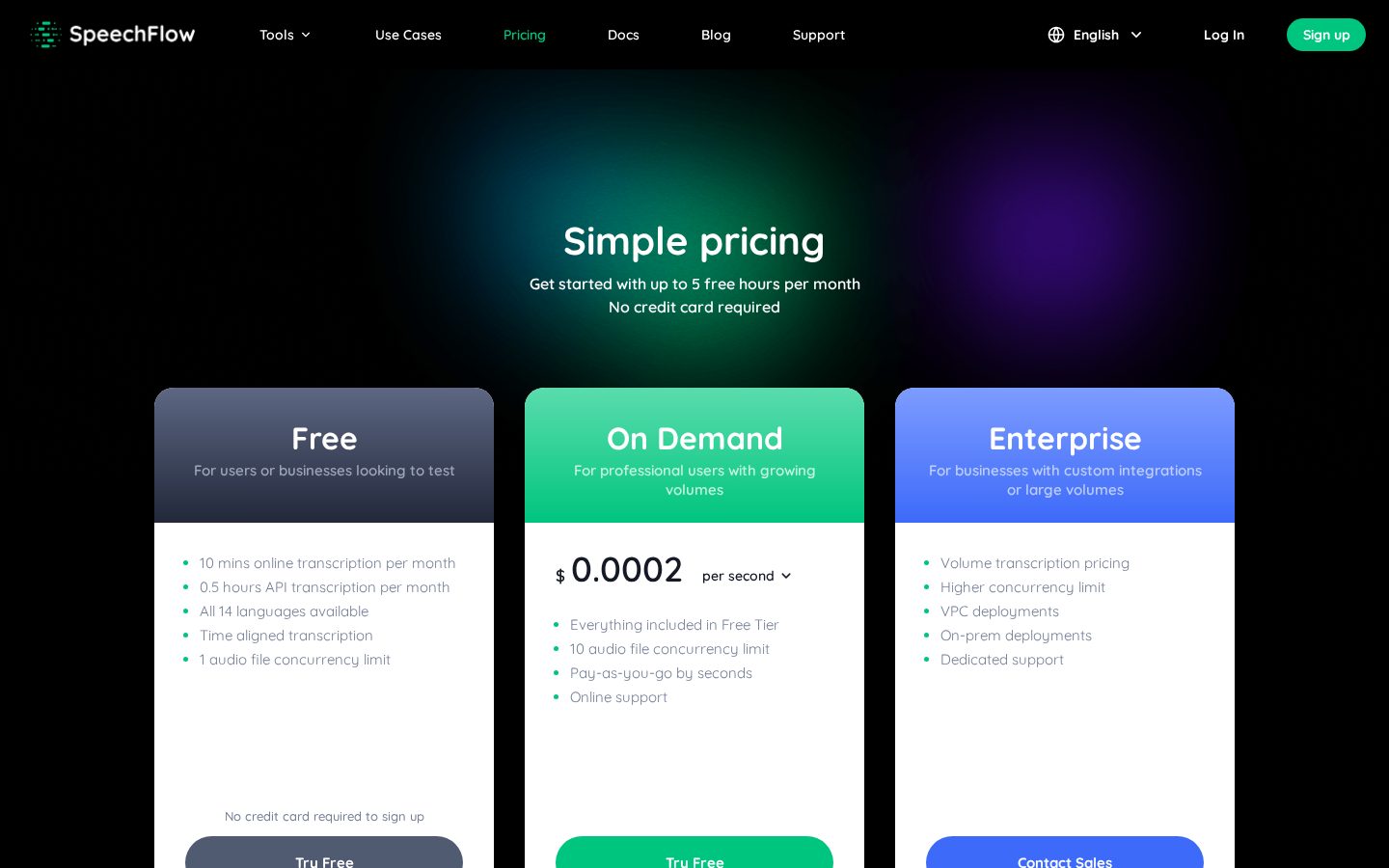 SpeechFlow Pricing