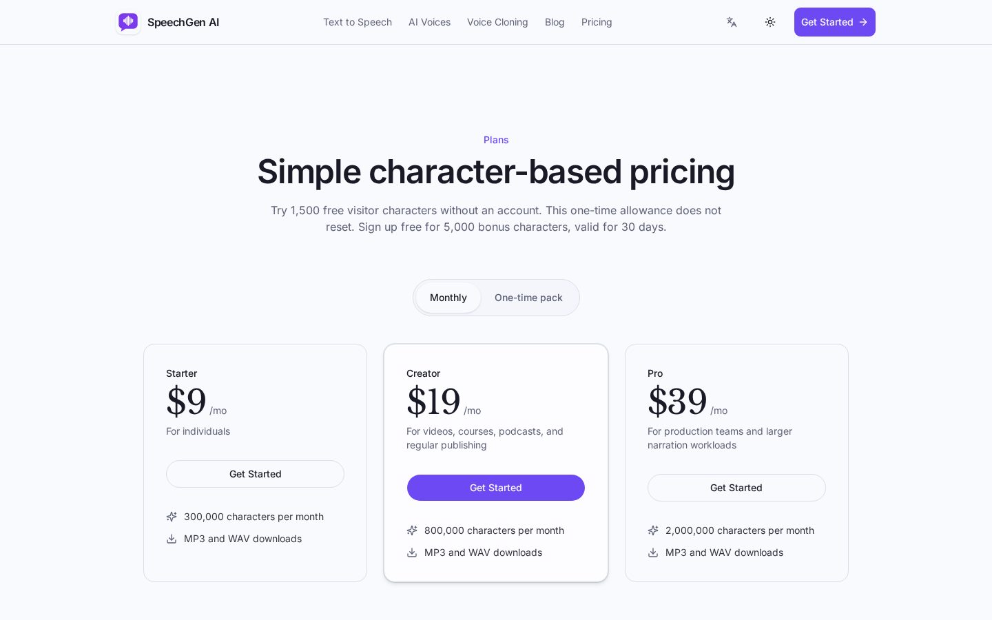 SpeechGen AI Pricing
