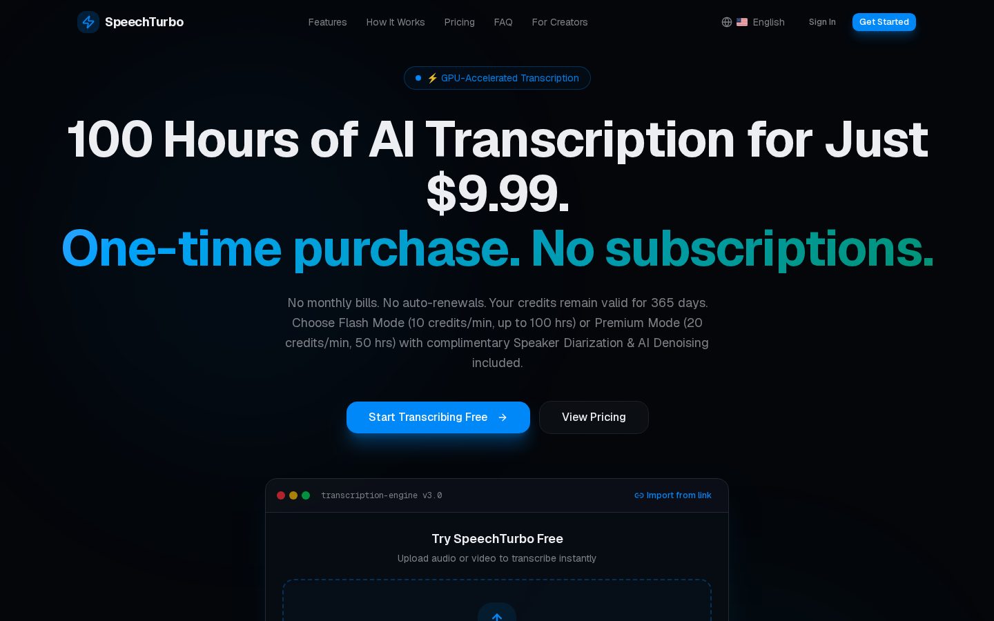 SpeechTurbo Homepage