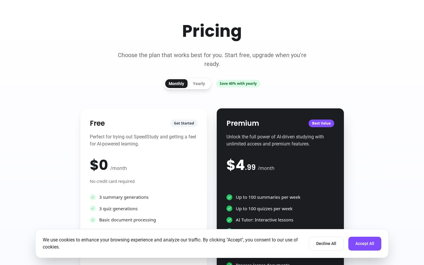 SpeedStudy Pricing