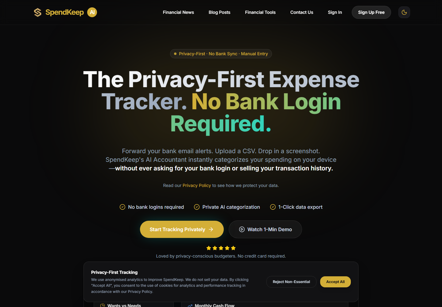 SpendKeep AI homepage