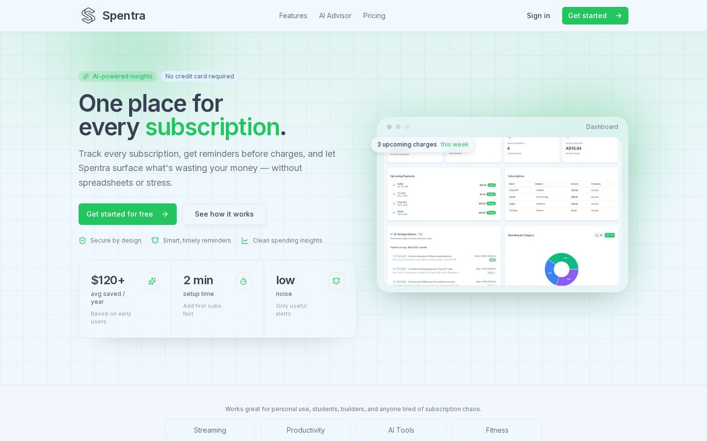 Spentra Homepage