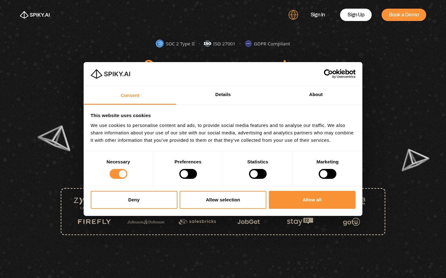 Spiky Mobile App Homepage