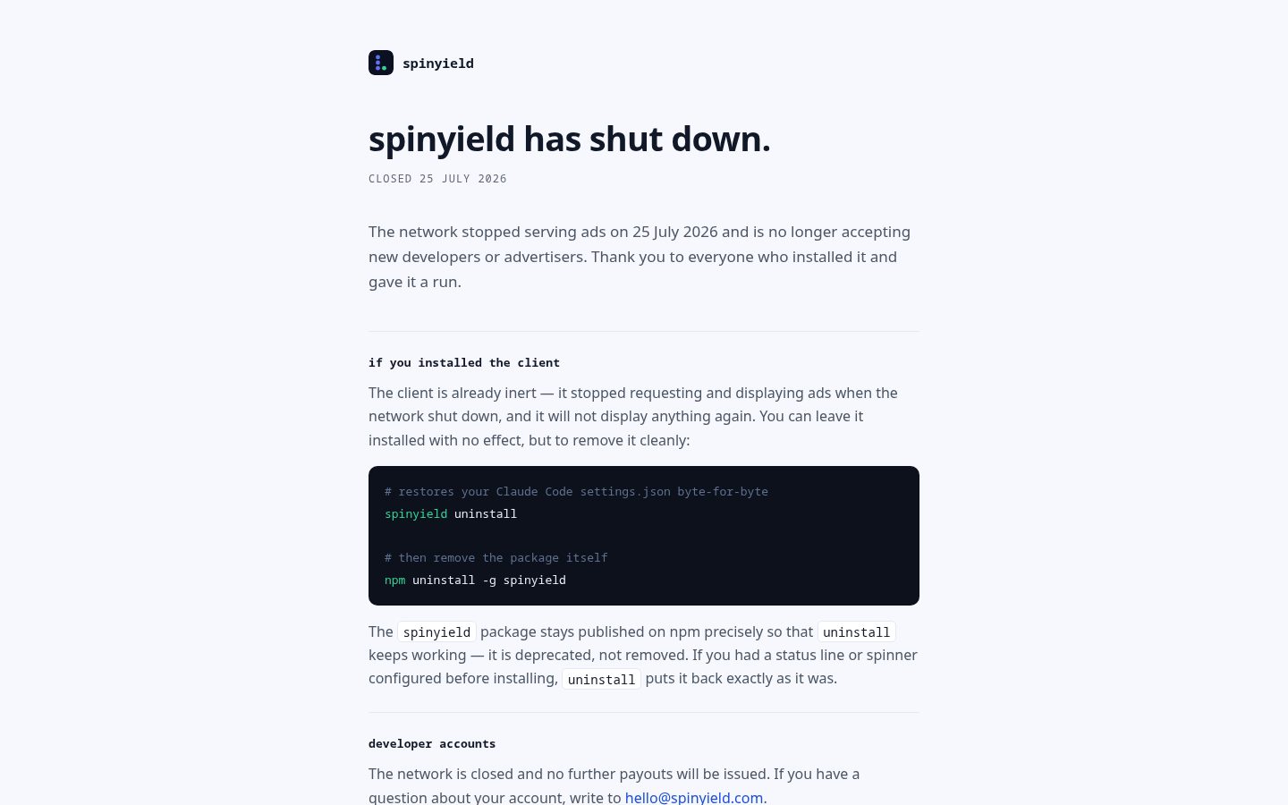 spinyield Homepage
