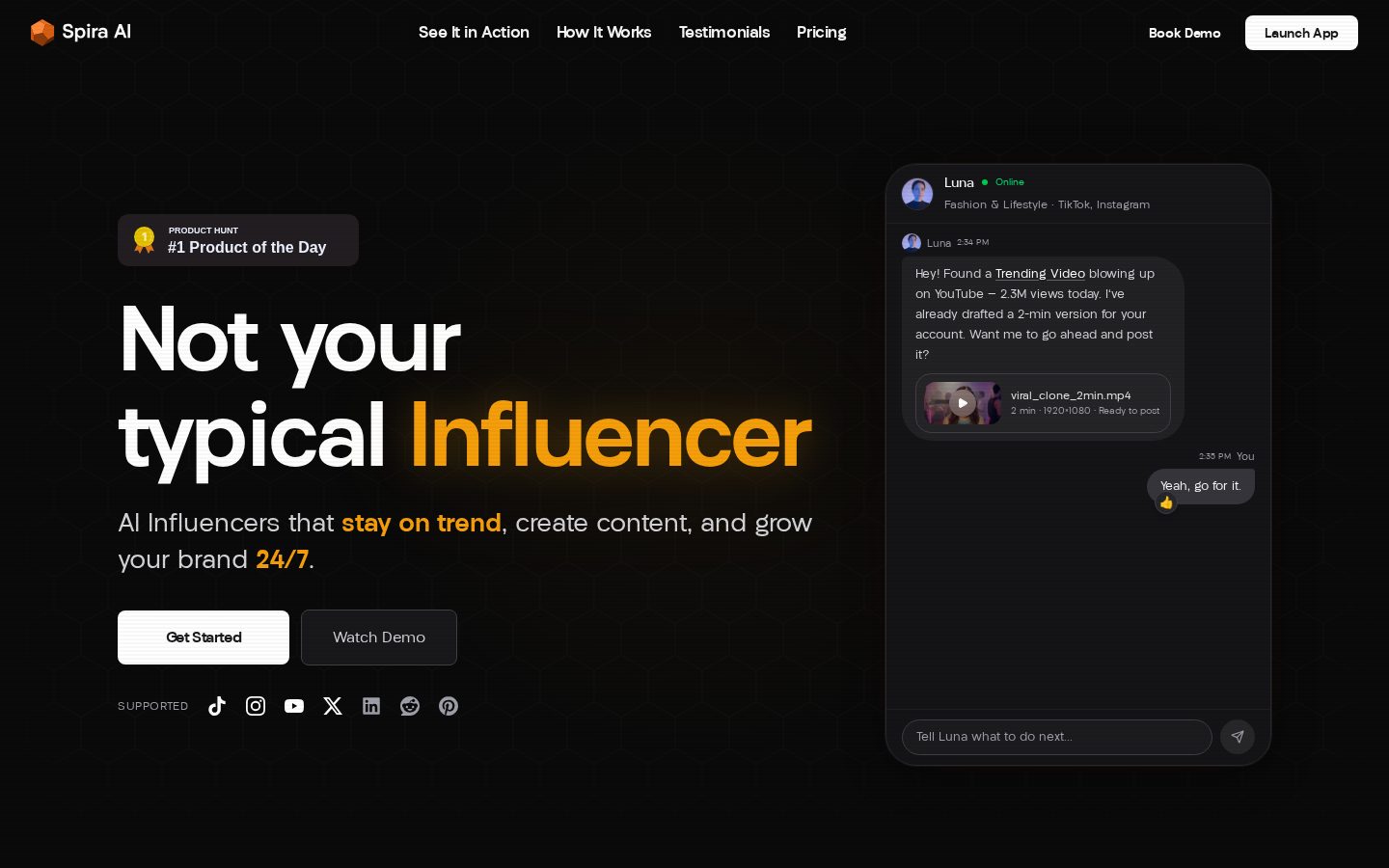 Spira for Product Hunt Makers Homepage