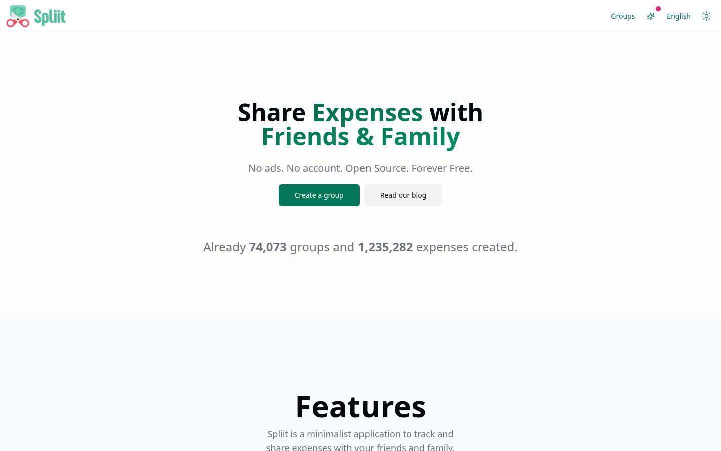 Spliit Homepage