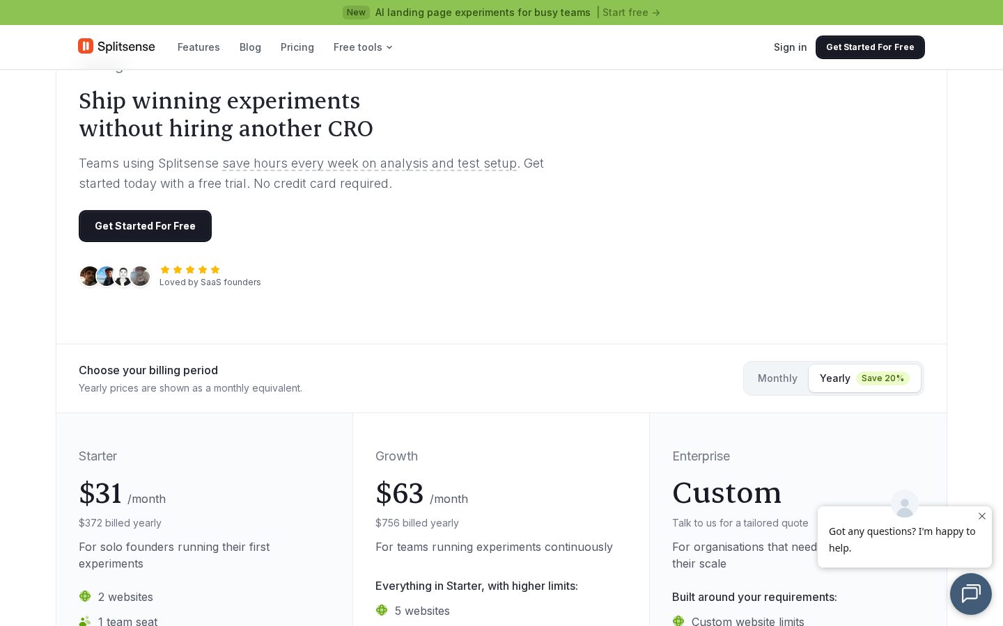 Splitsense Pricing