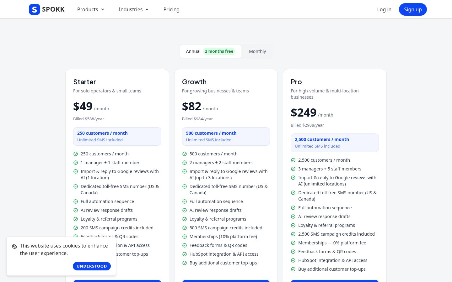 Spokk Pricing
