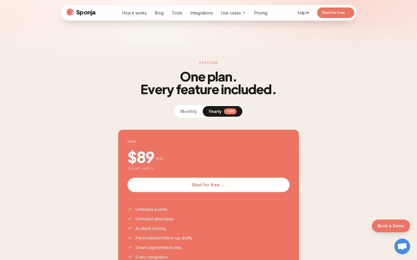 Sponja Pricing
