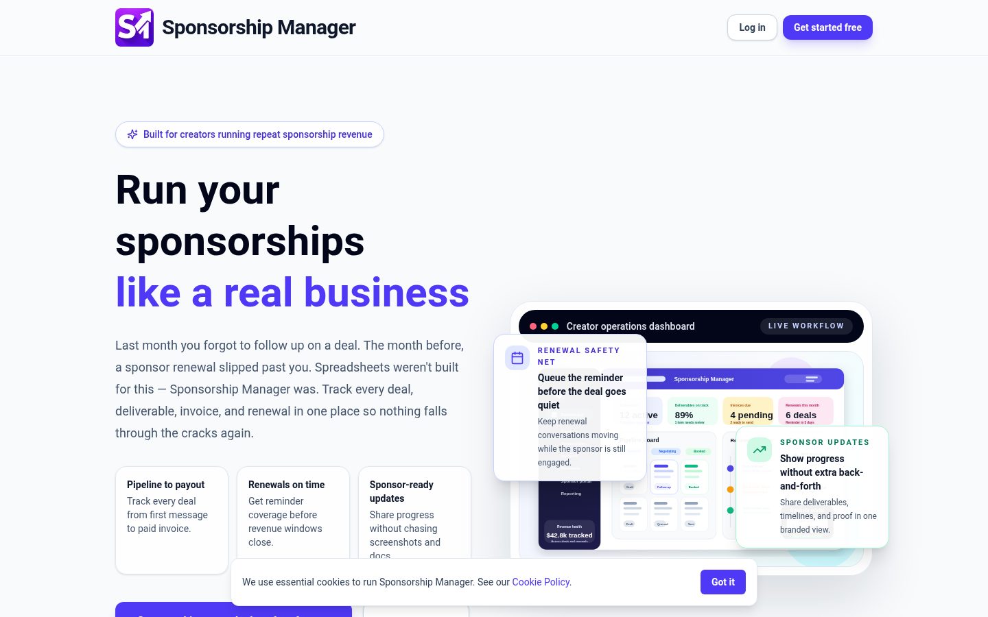 Sponsorship Manager Homepage