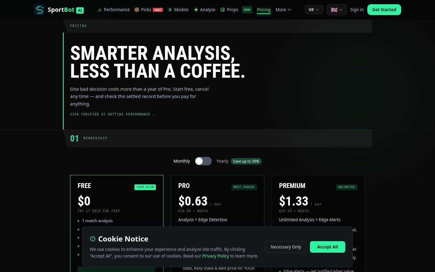 SportBot AI Pricing