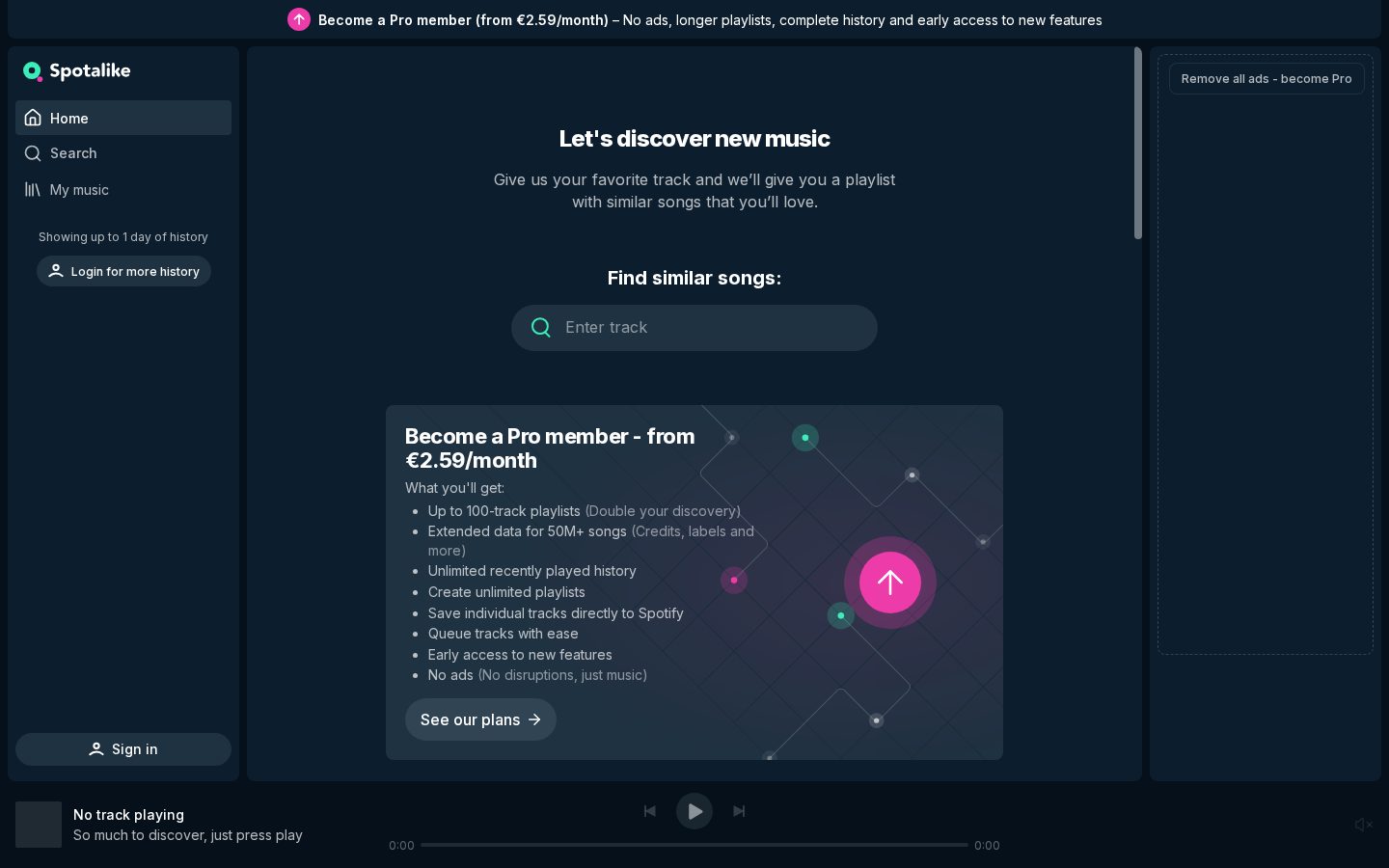 Spotalike Homepage