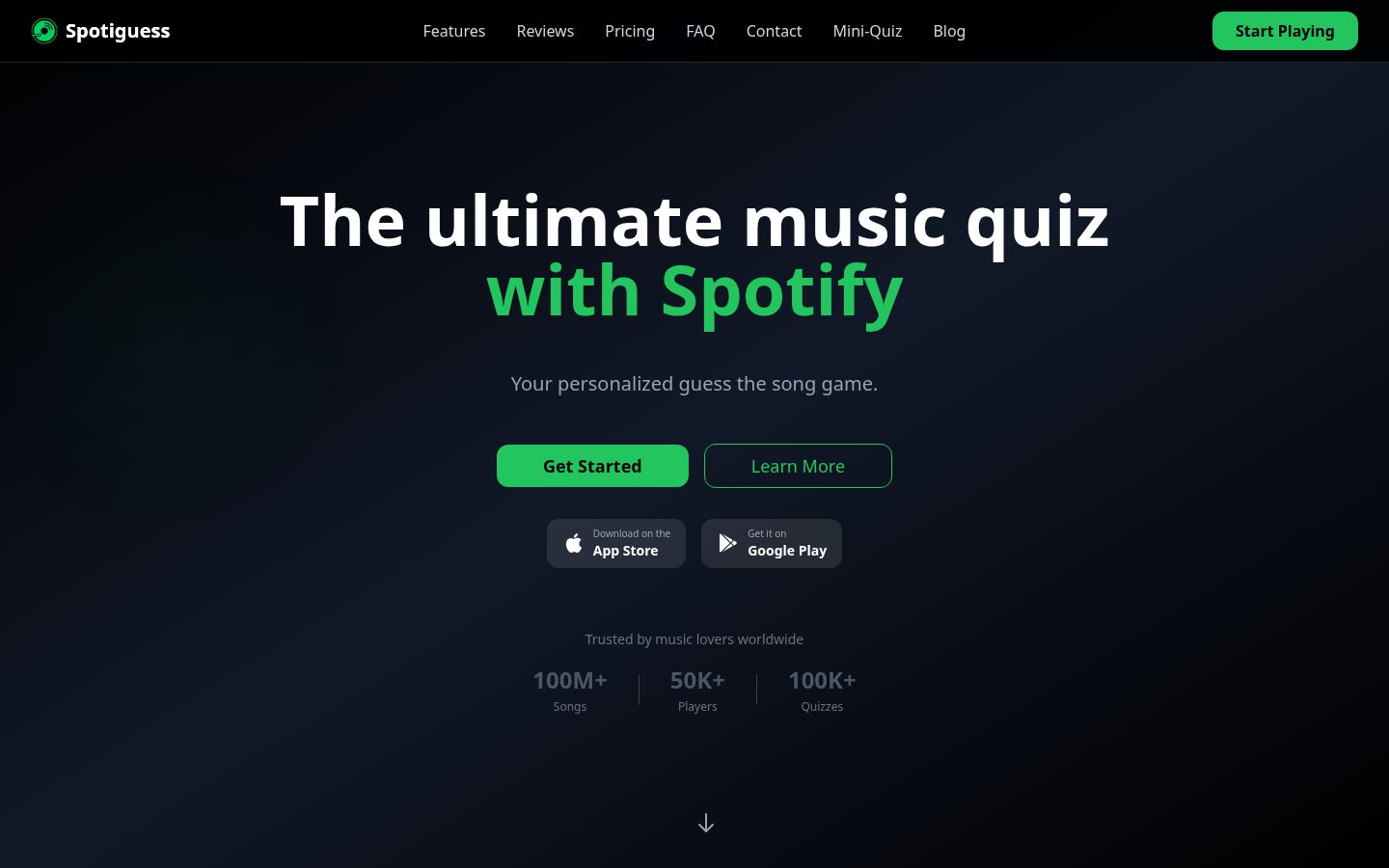 Spotiguess Homepage