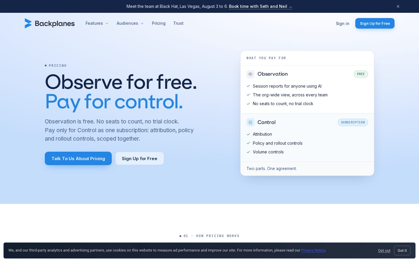 Spotlight by Backplanes Pricing