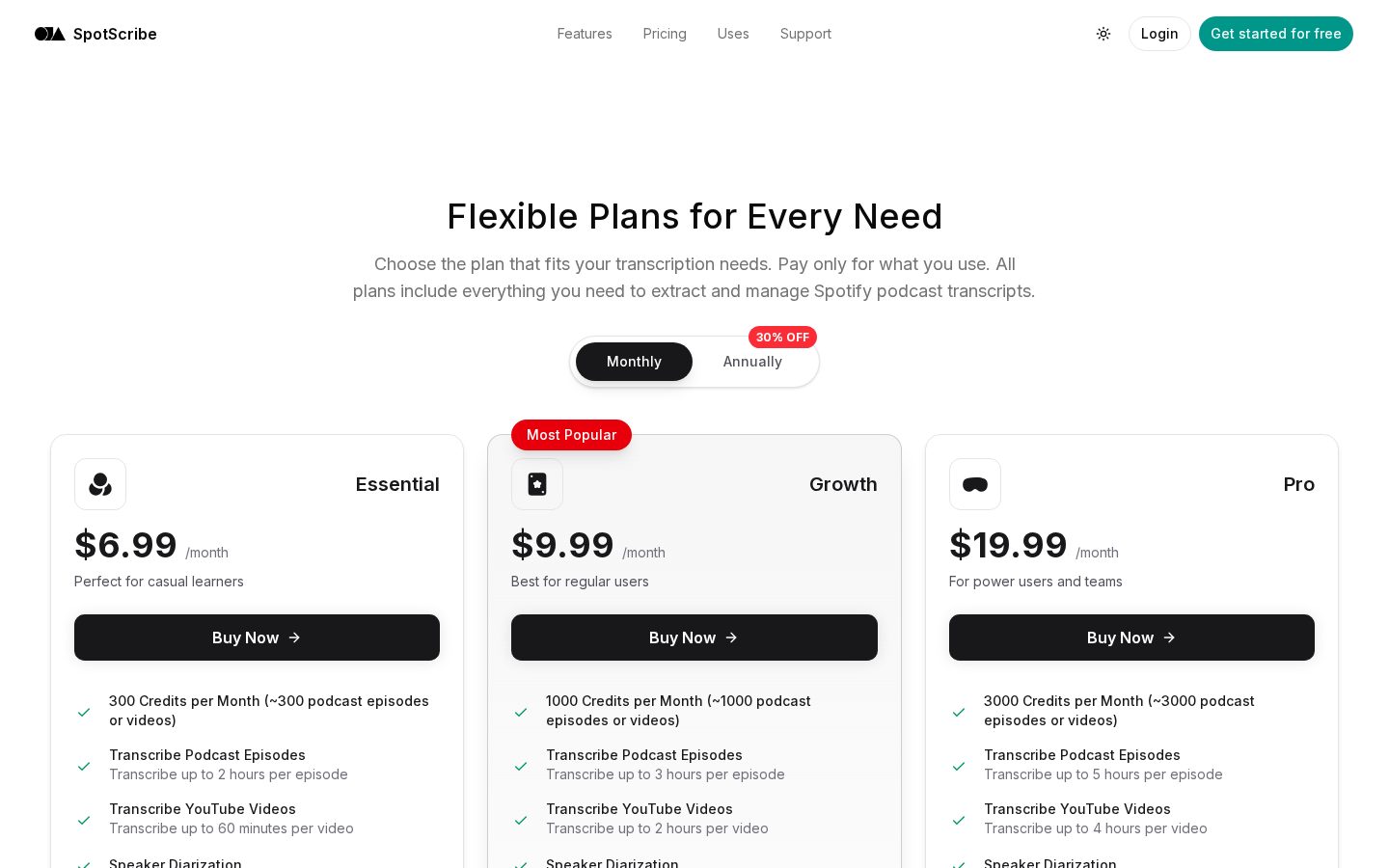 SpotScribe Pricing
