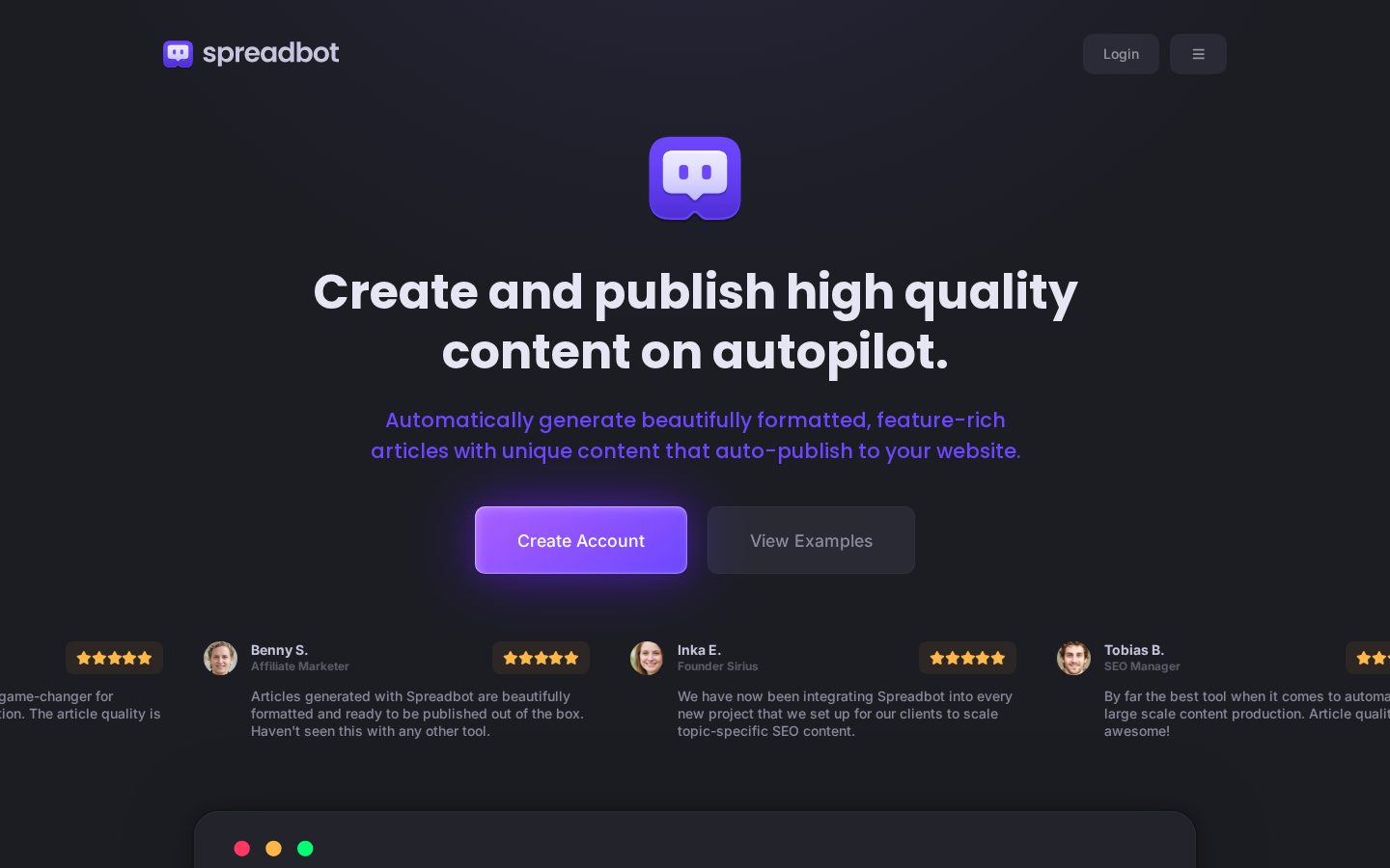 Spreadbot Homepage