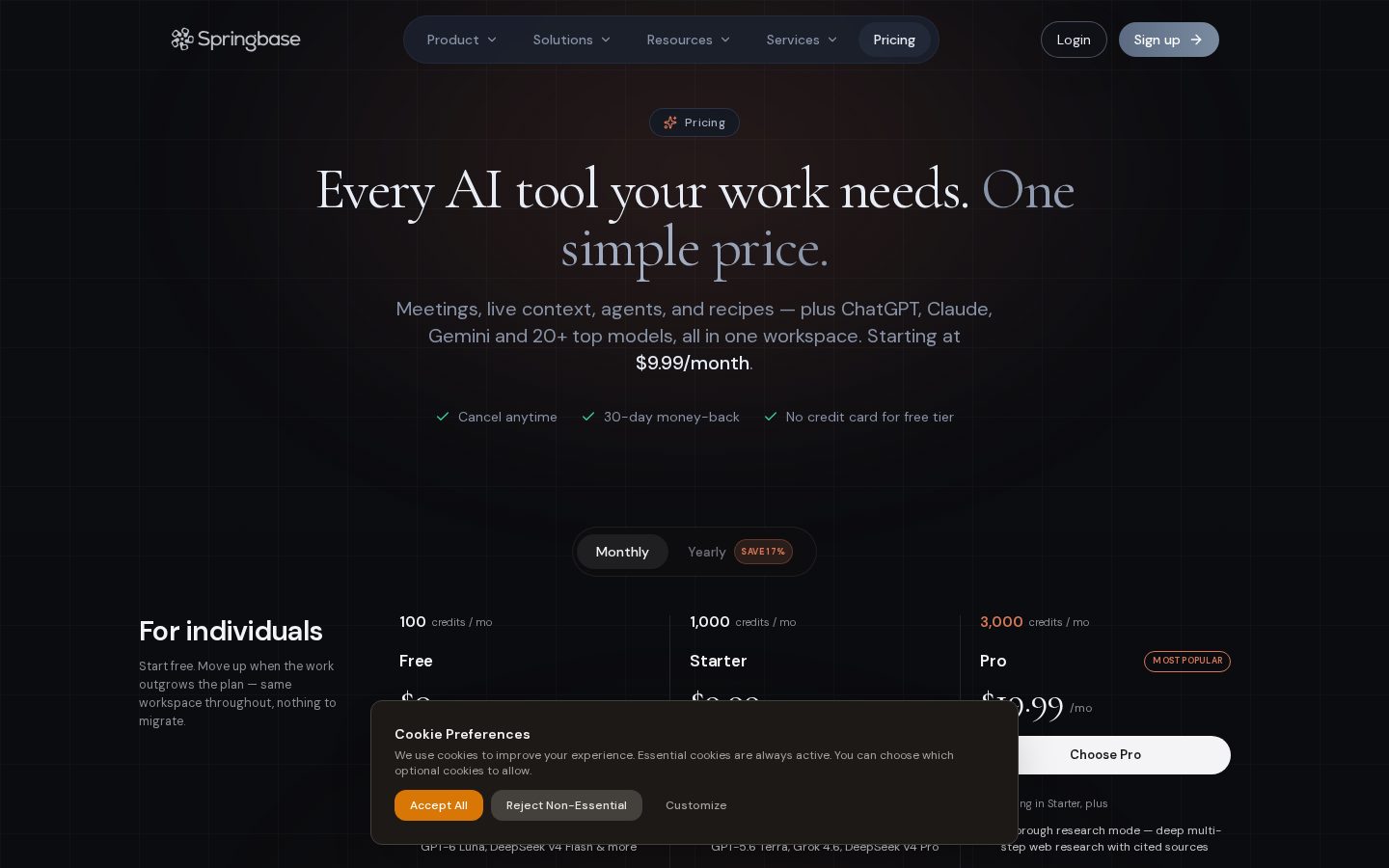 Springbase.ai Pricing