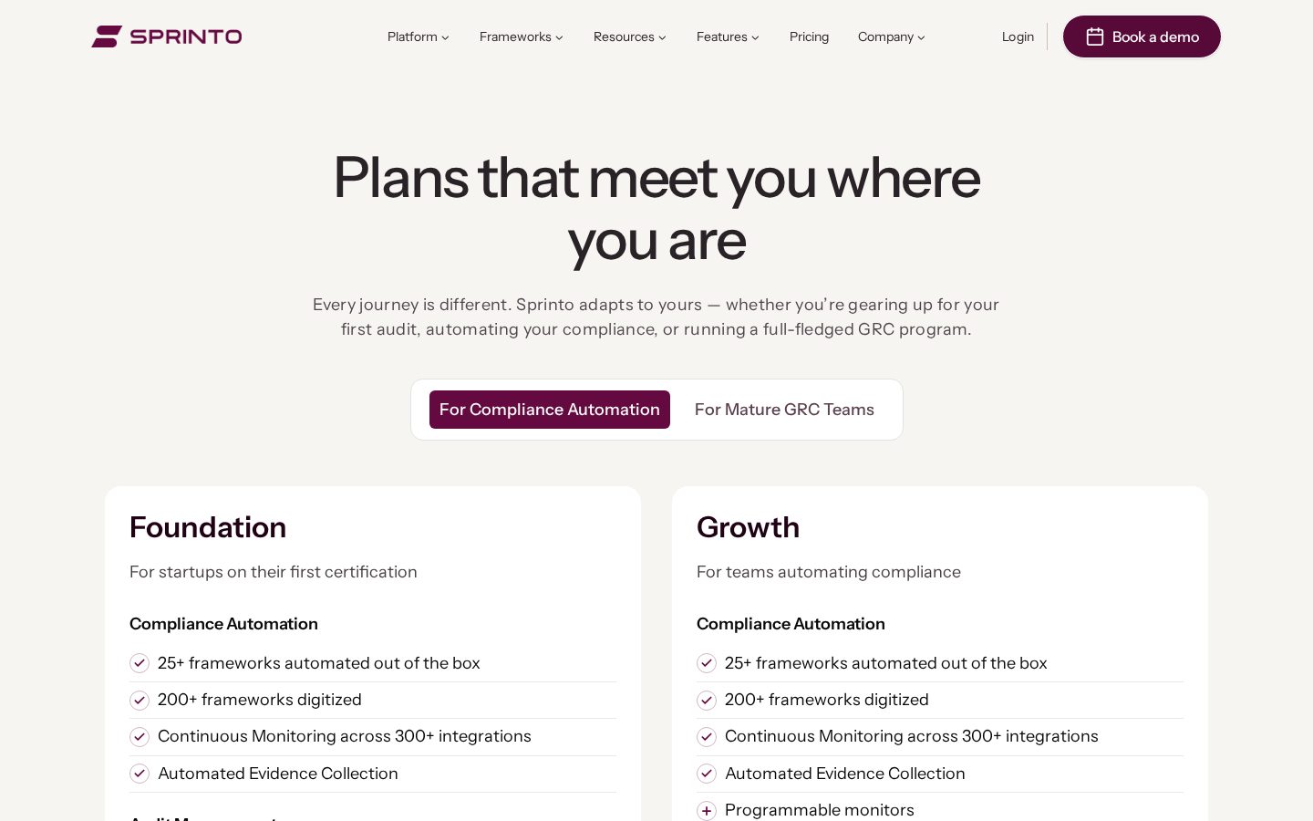 Sprinto Pricing