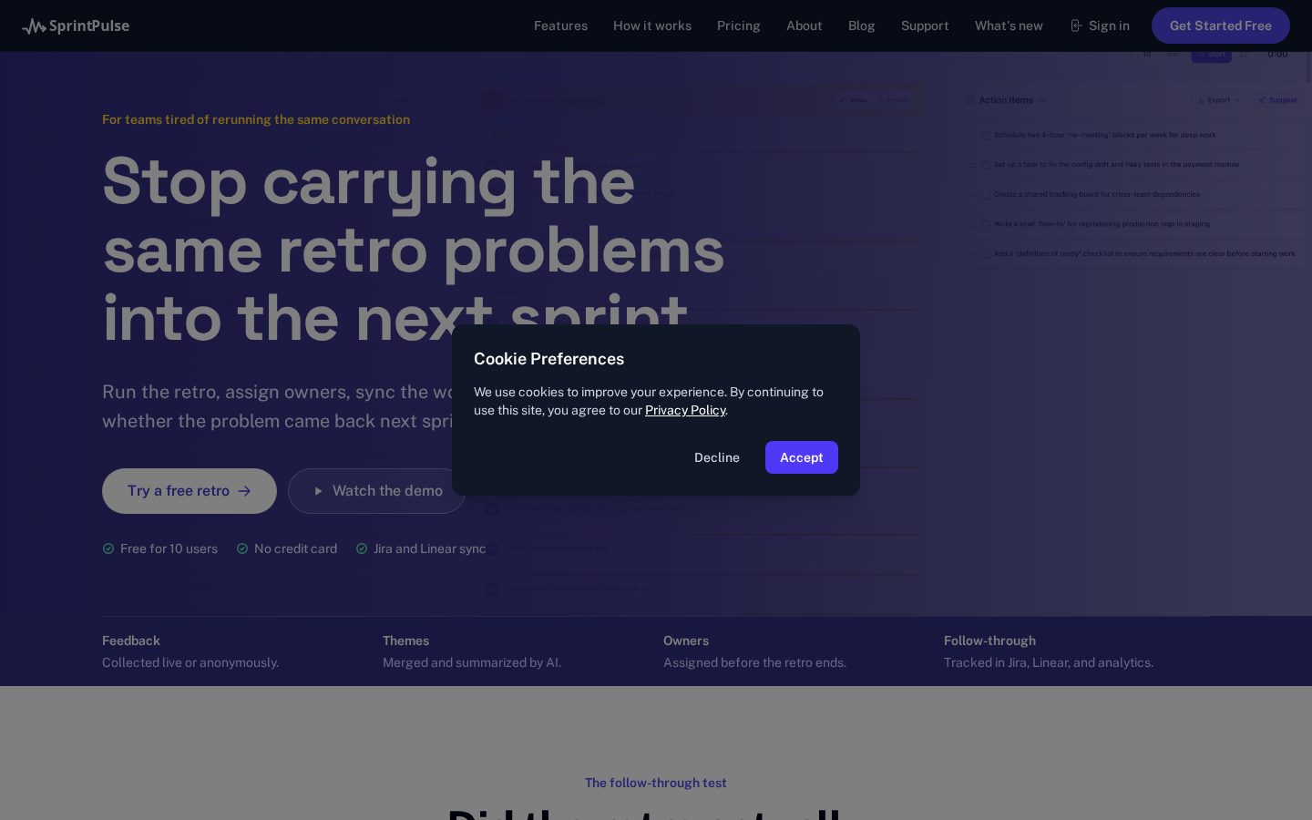 SprintPulse Homepage