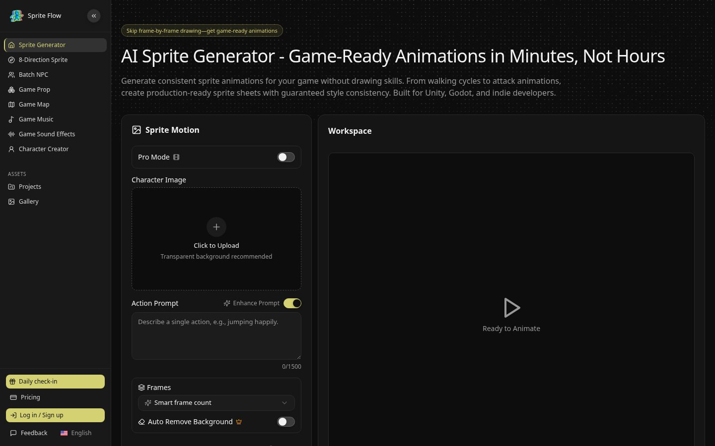 SpriteFlow Homepage