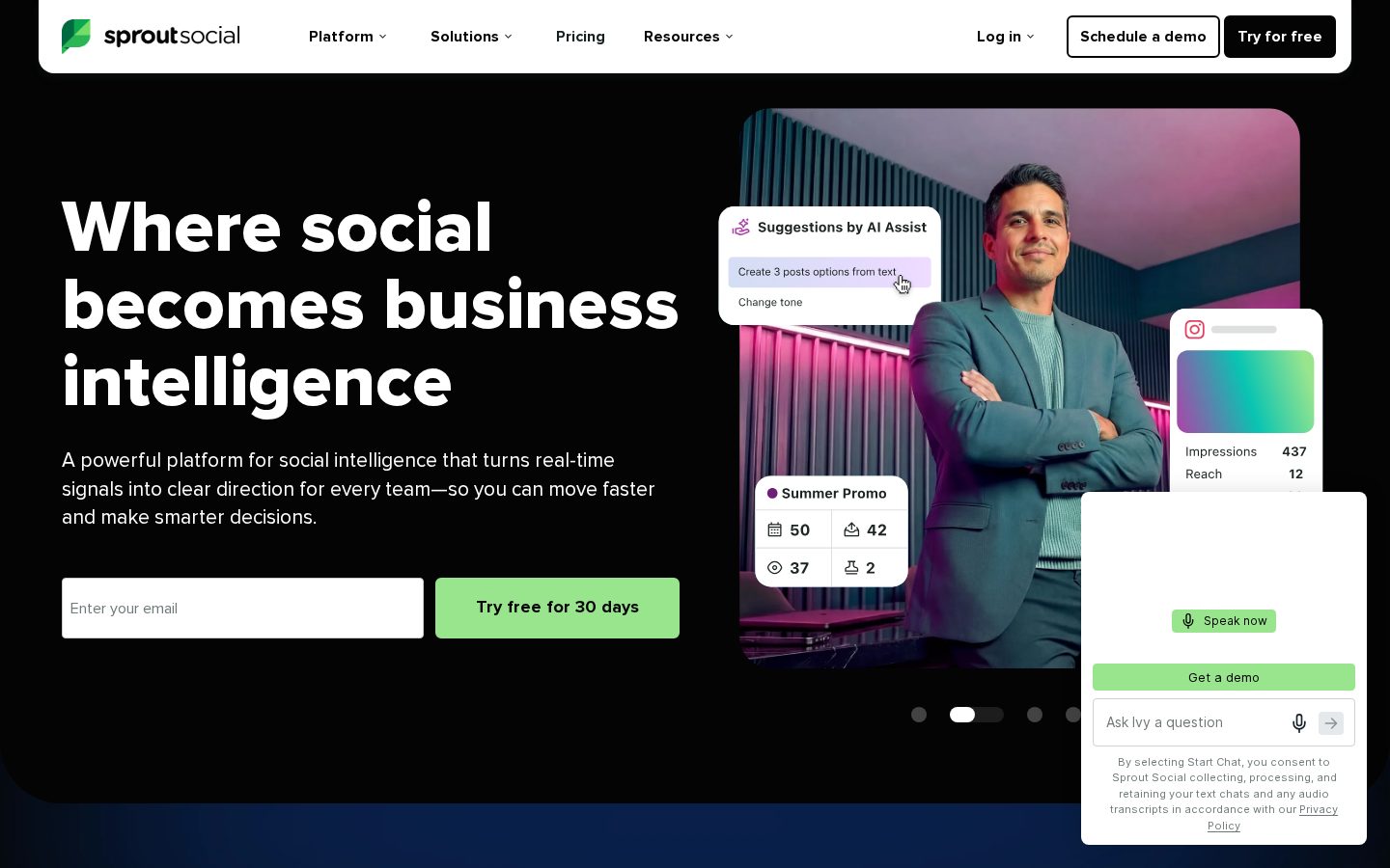 Sprout social Homepage