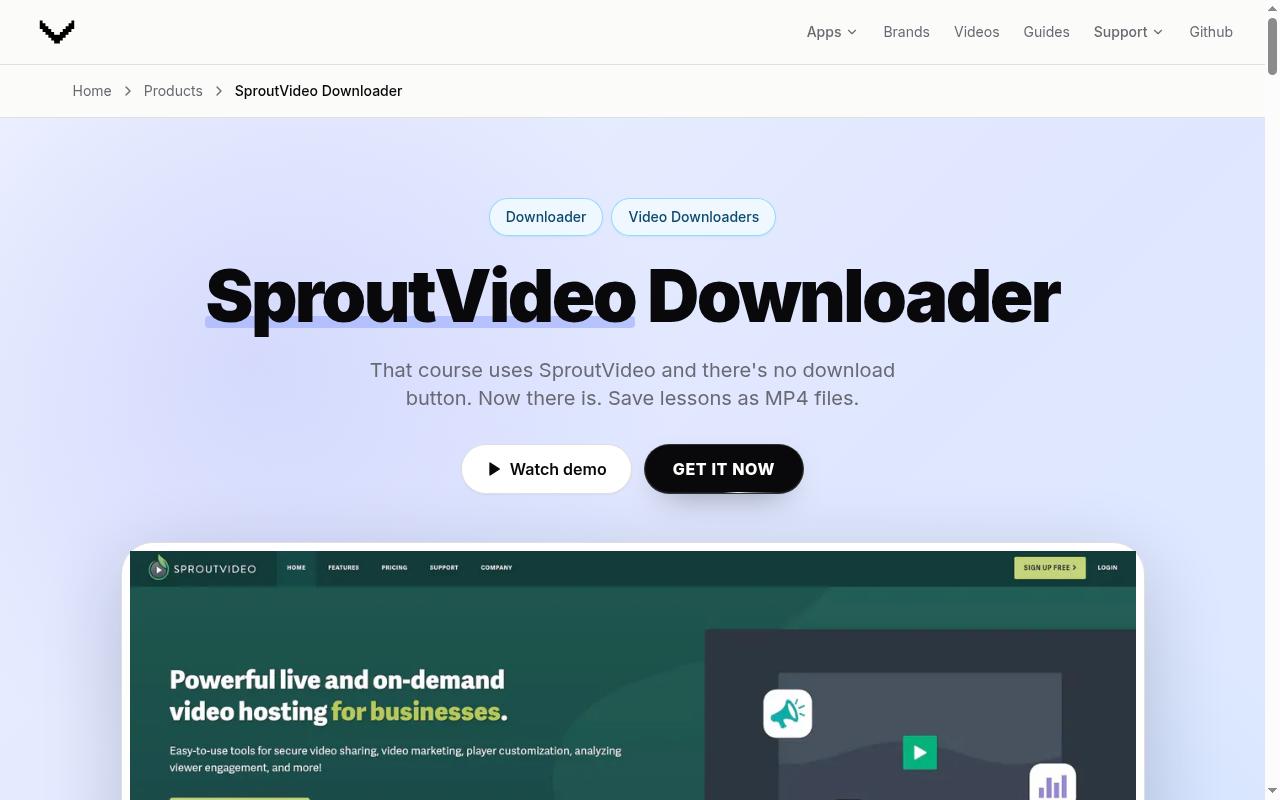 Sprout Video Downloader Homepage