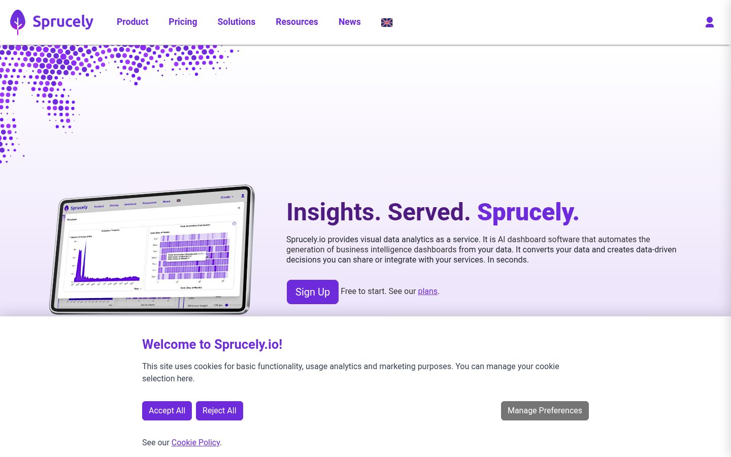 Sprucely.io Homepage