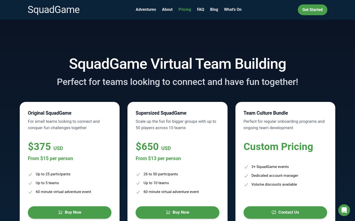 SquadGame Pricing