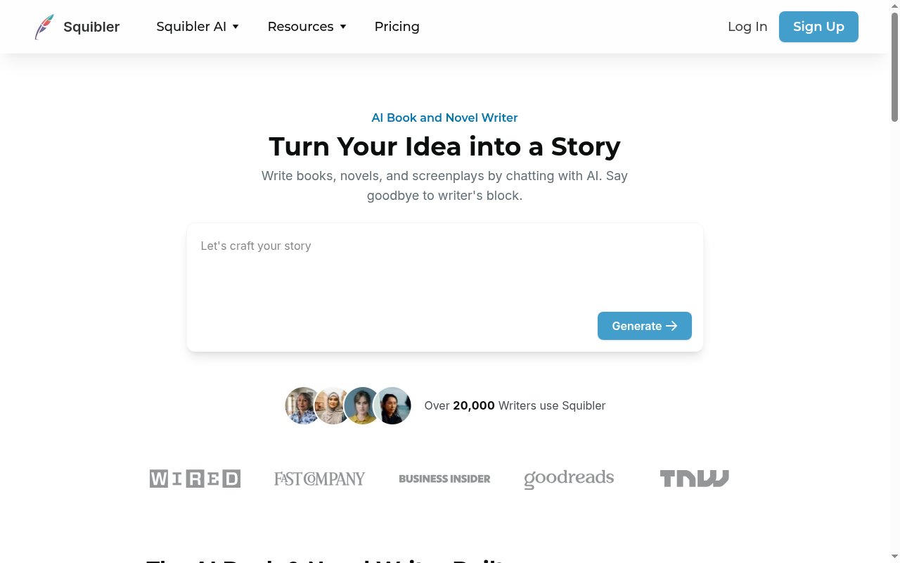 Squibler homepage