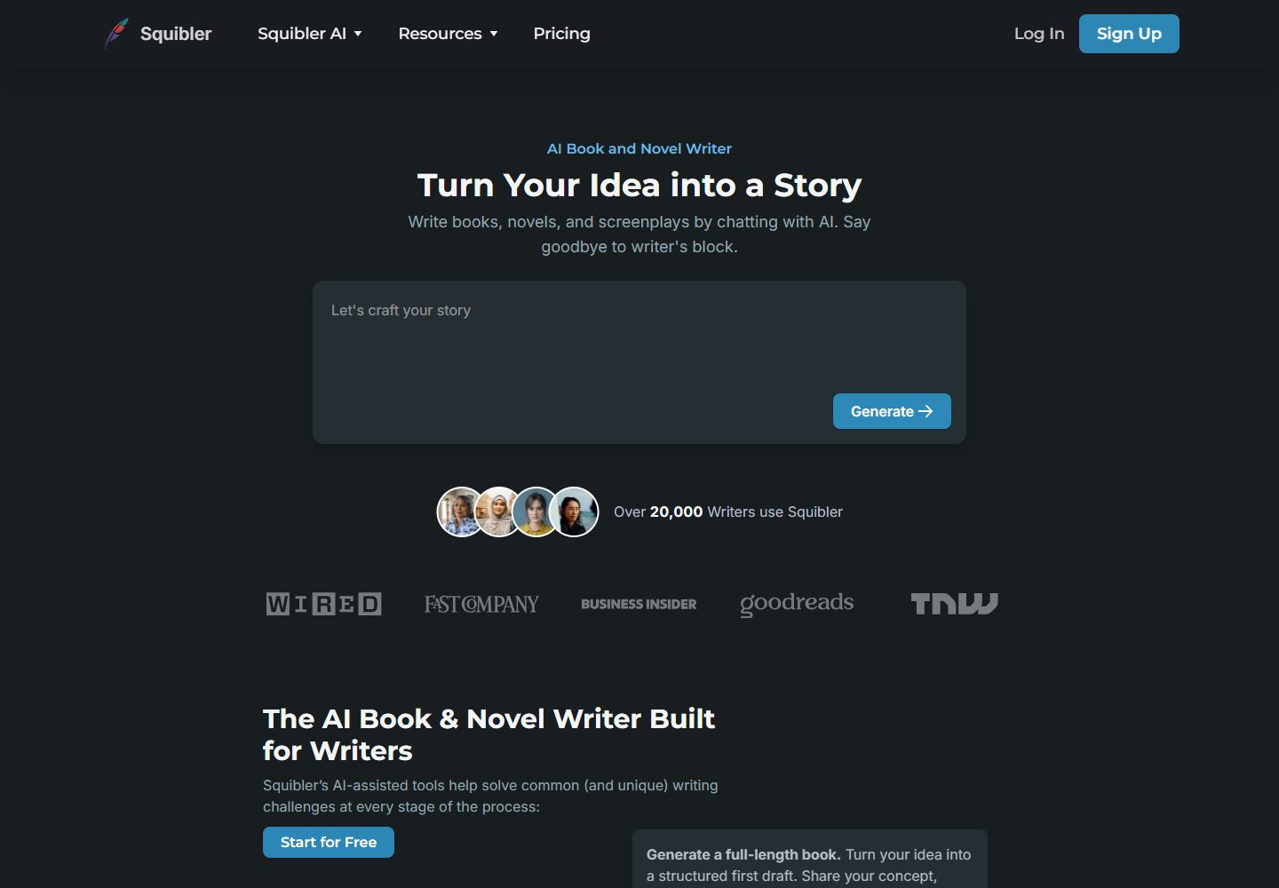 Squibler homepage