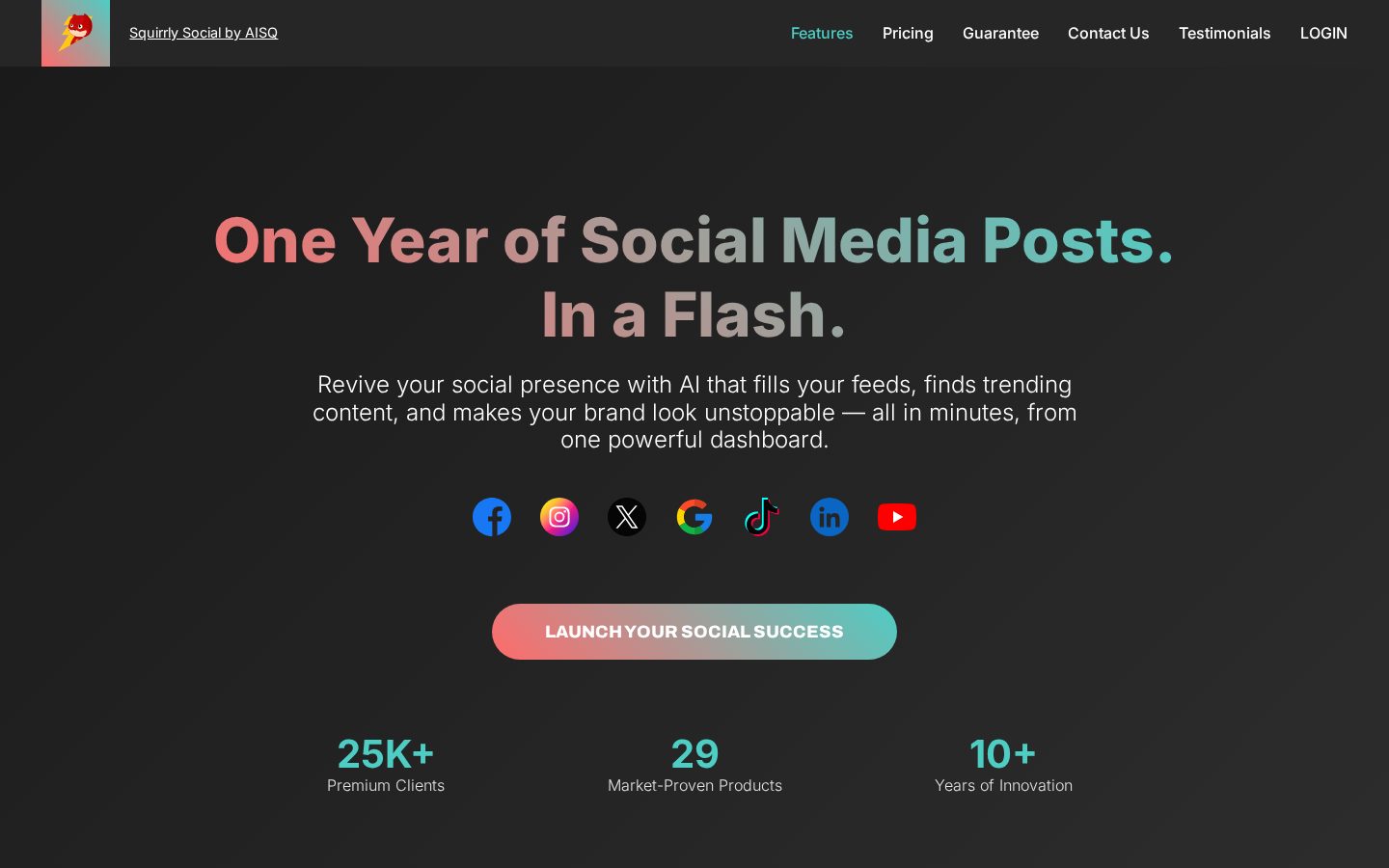 Squirrly Social Homepage