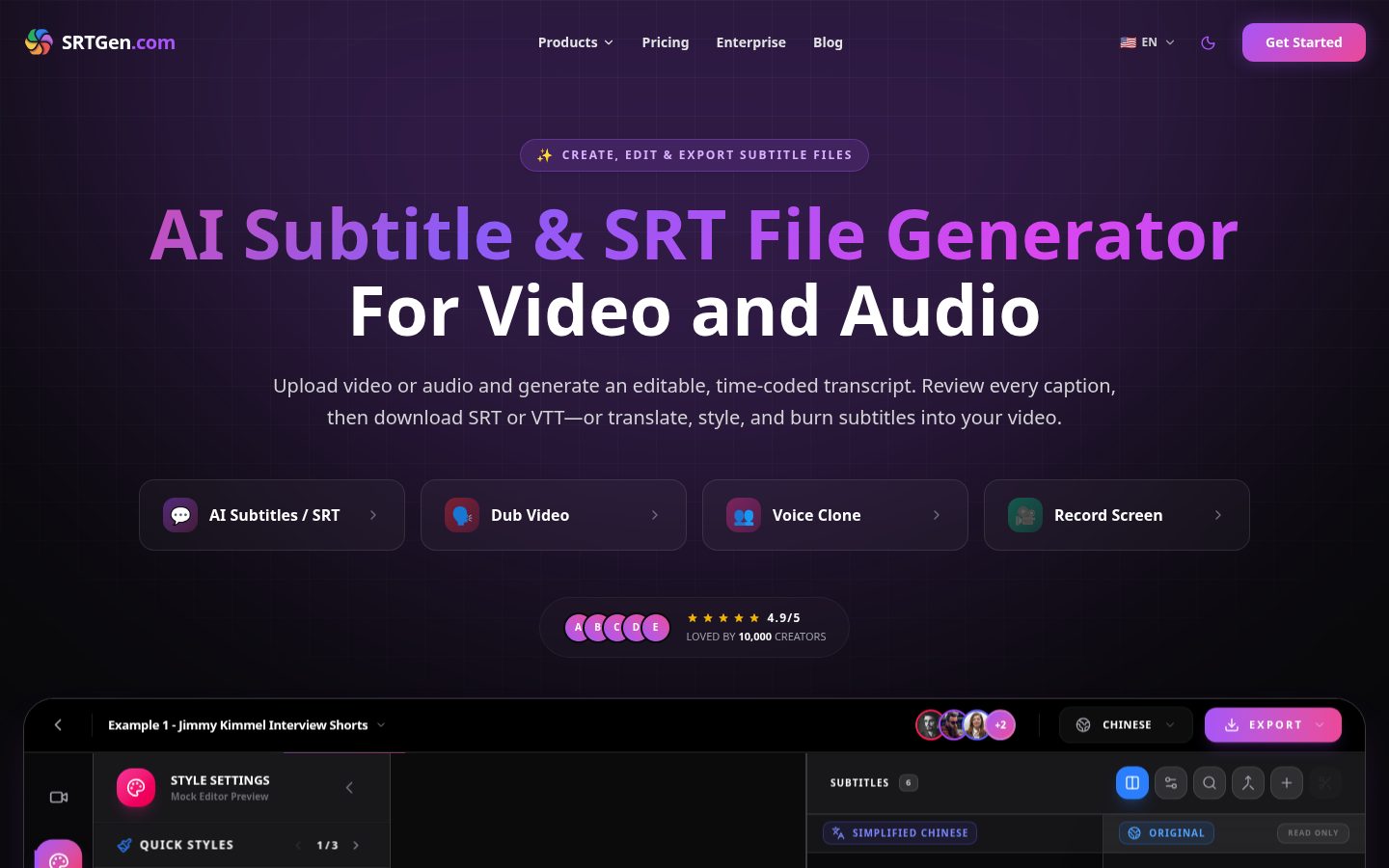 SRTGen Homepage