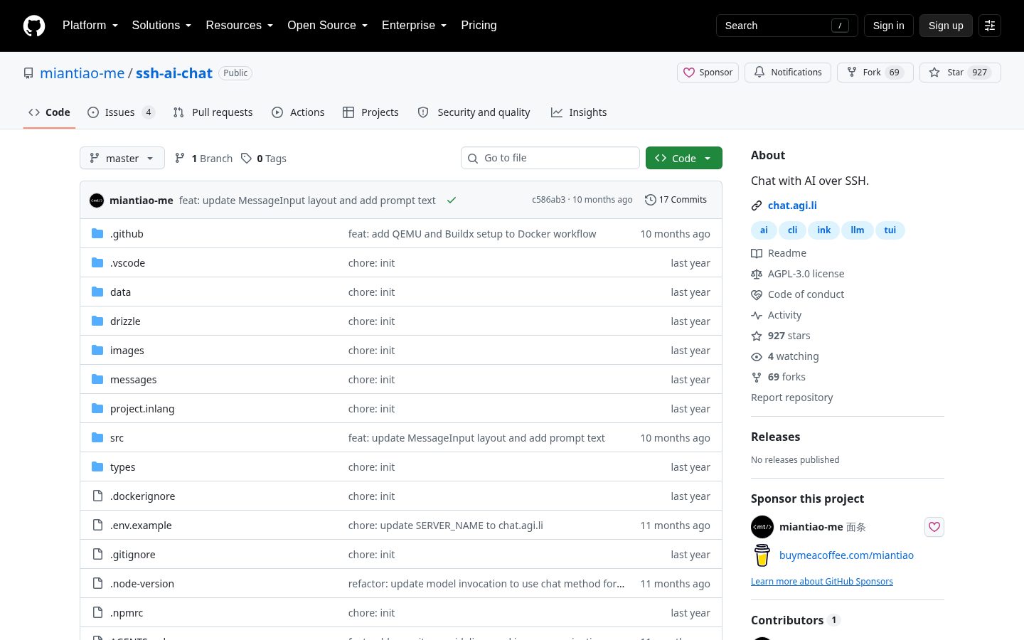SSH AI Chat Homepage