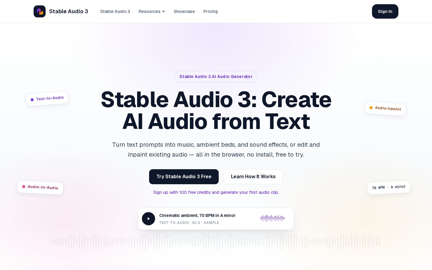 Stable Audio 3 Homepage