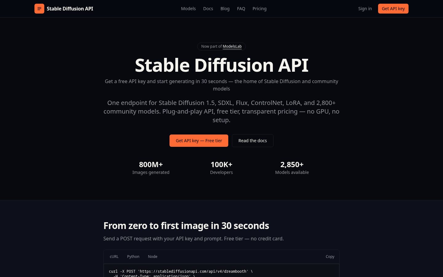 Stable Diffusion API Homepage