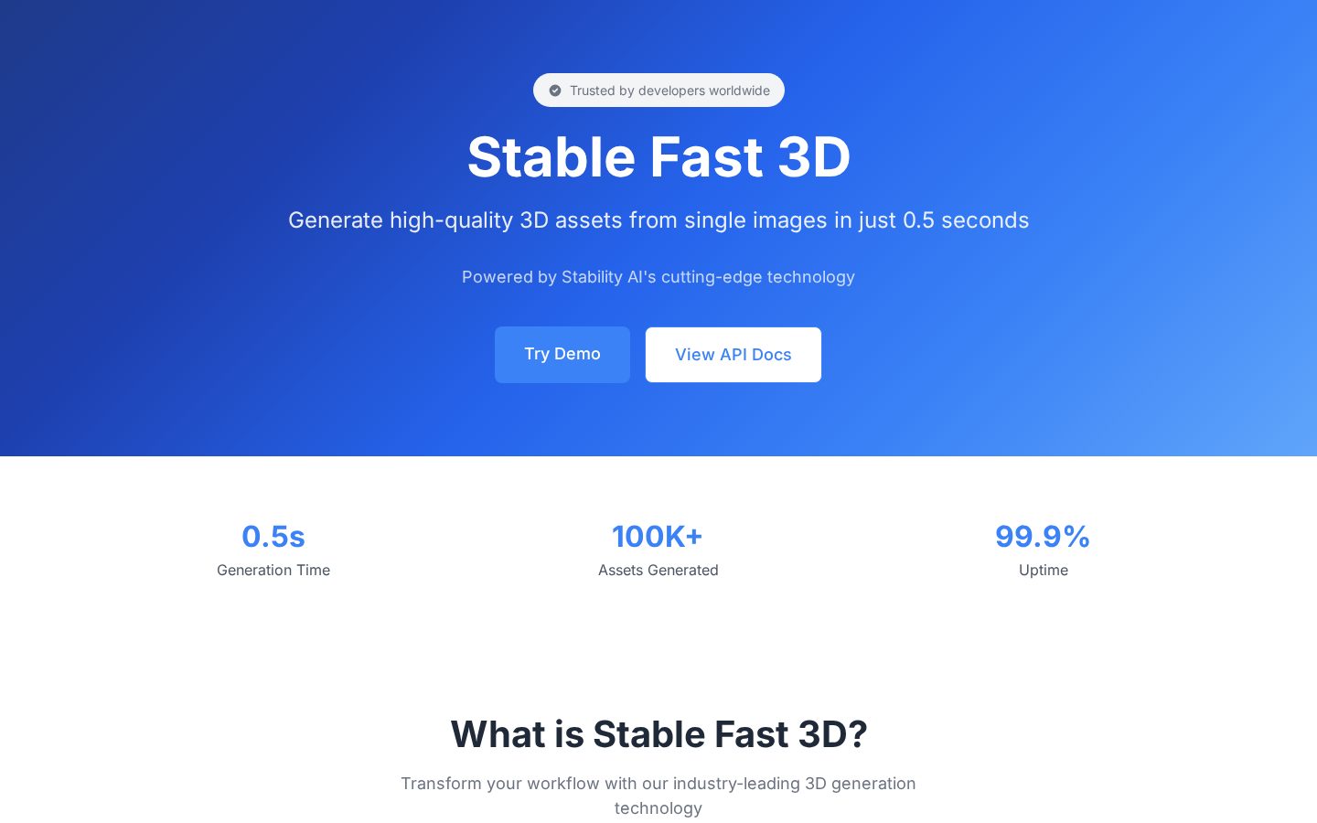Stable Fast 3D Homepage