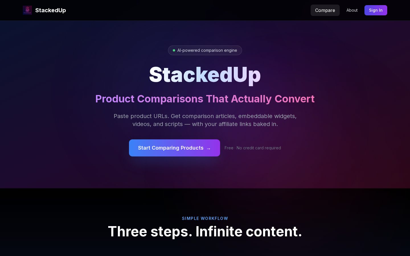 StackedUp AI Homepage