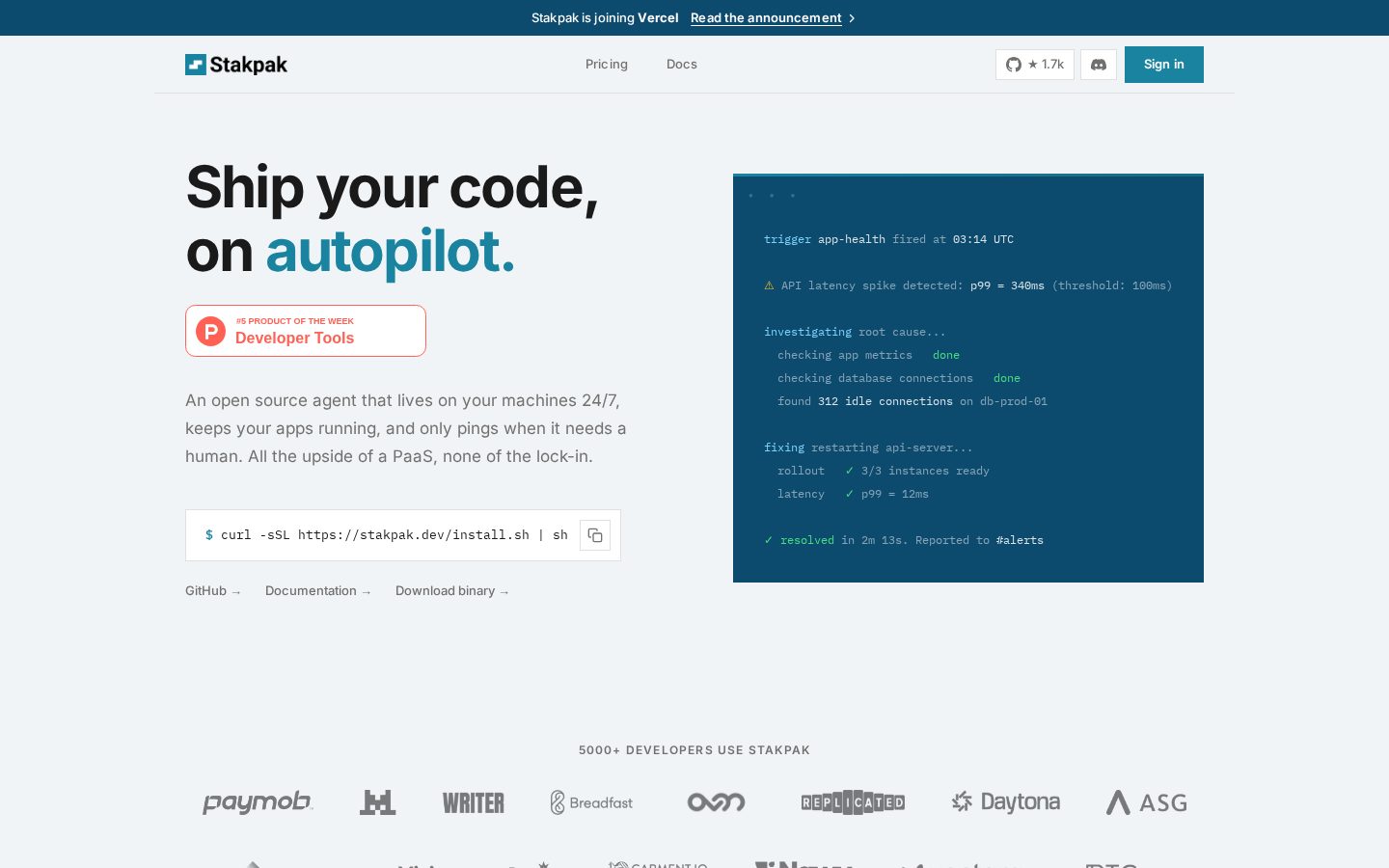 Stakpak Autopilot Homepage